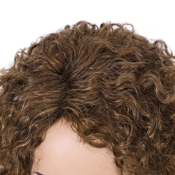 Honey Blonde Curly Human Hair Wigs - Picture 4 of 5